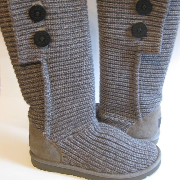 NWOT Sz 8 Ugg Women's Classic Cardy Knit Winter Boots Grey - Picture 4 of 16